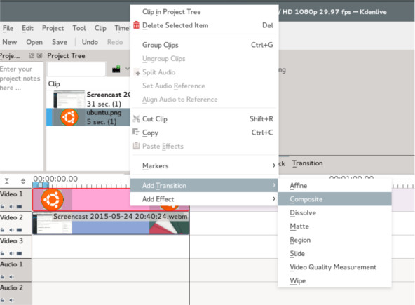 Go to the Add Transition option in the context menu. Go to the Add Transition option in the context menu.