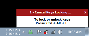 KeyFreeze gives five seconds while displaying the unlock keys.