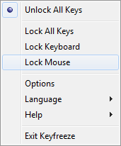 Right-click on the KeyFreeze icon in the taskbar.