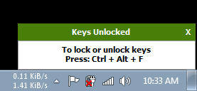 If you want to unlock the system, press 'CTRL + ALT + F.'