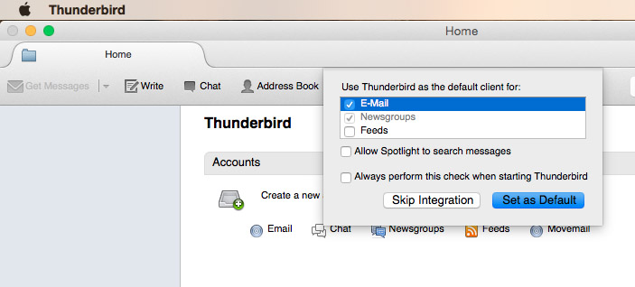Set Thunderbird as default.