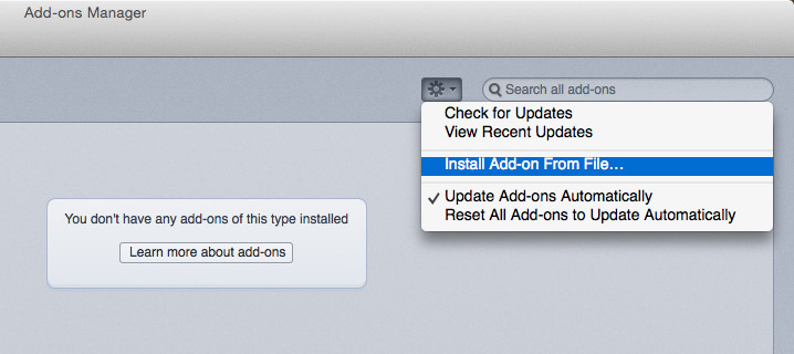 Thunderbird Add-ons Manager