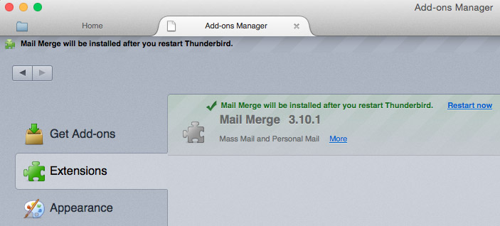 Restart Thunderbird for the changes to take effect.