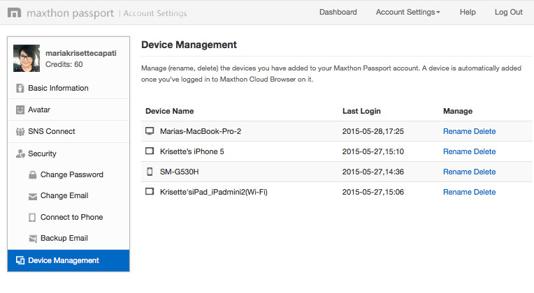 Device Management view.