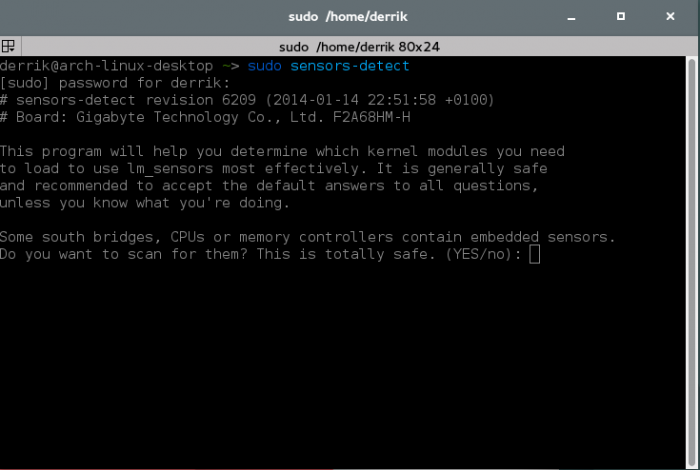 Sensors-detect asks you questions about what you'd like to monitor. Sensors-detect asks you questions about what you'd like to monitor.