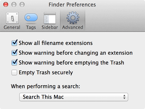 Check-mark the box that says 'Show all filename extensions.'