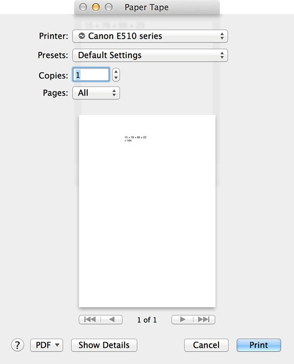 Select your printer and its settings.