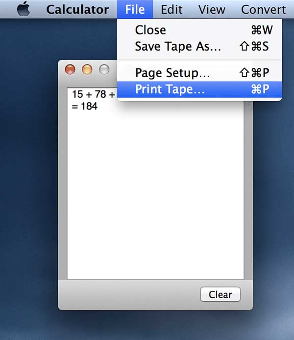Click on 'File' followed by 'Print Tape...'