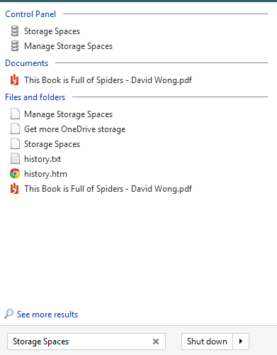 Open Storage Spaces.
