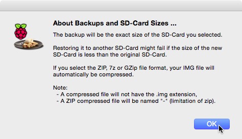 Warning: Backups may be the entire size of the card.