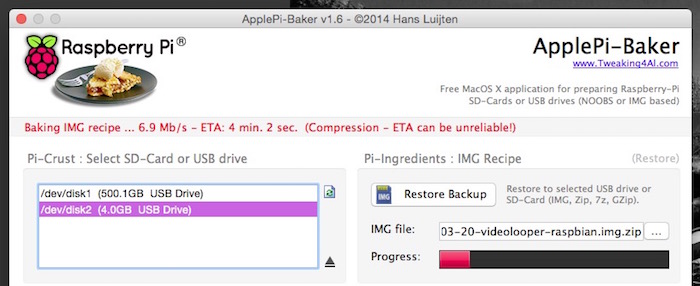 Click OK and then click Restore Backup.