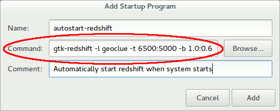 Paste the command to start Redshift. Paste the command to start Redshift.