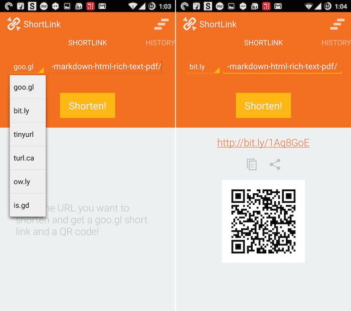 ShortLink app for Android.