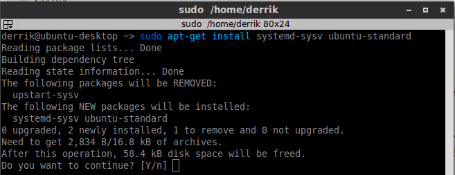 Ubuntu will automatically remove Upstart.