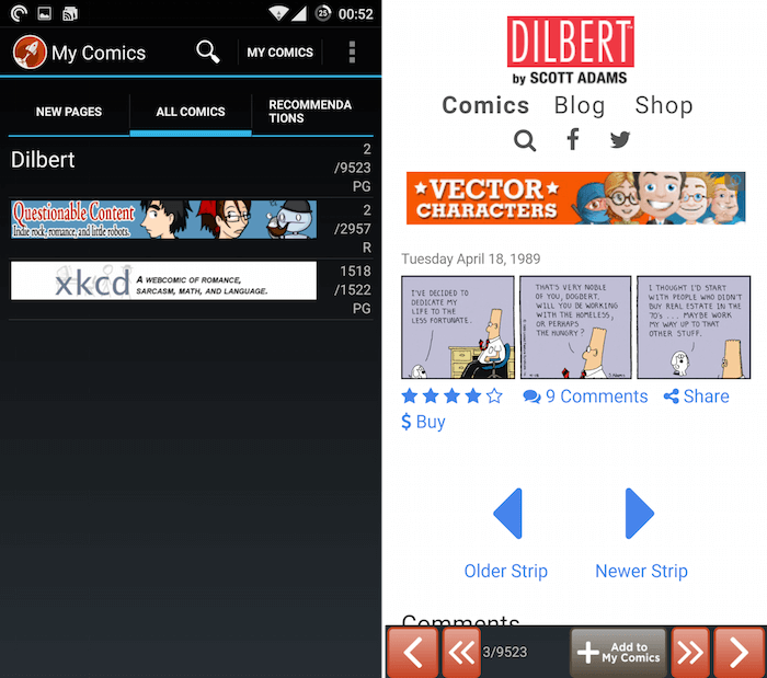 Comic Rocket mobile app. Comic Rocket mobile app.