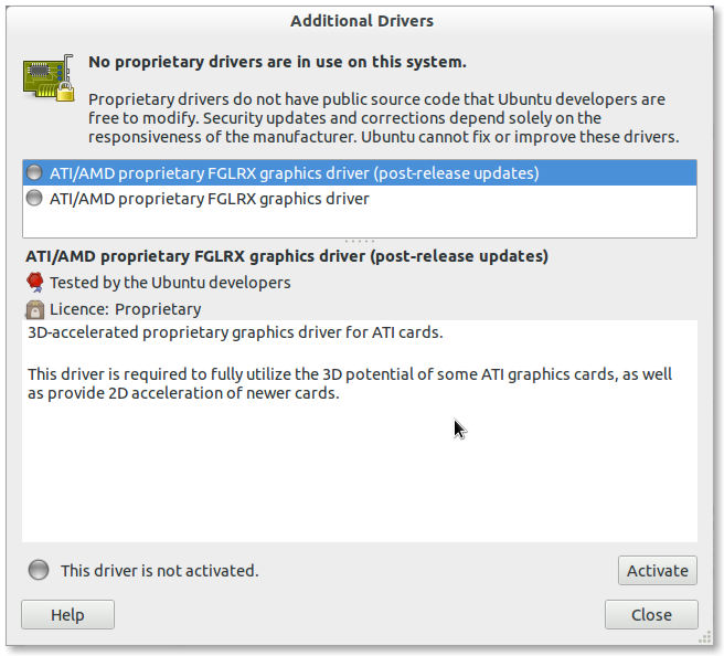 Choose which driver to use on your Linux distro.