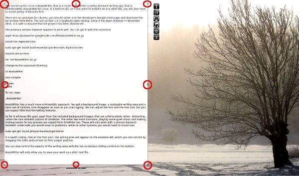 On first start, the writing area will appear on the extreme left.