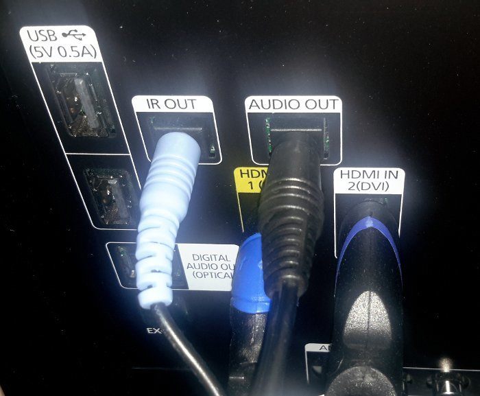 Audio Out port on television. Audio Out port on television.