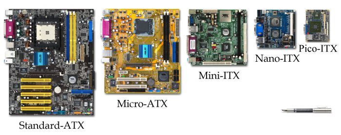 different motherboard sizes shown side by side