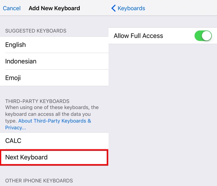 Next iOS Keyboard -mte- 04 - Allow Full Access
