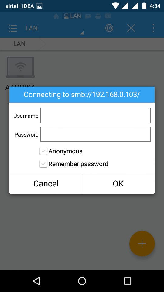 share-windows-folders-android-enter-username-password