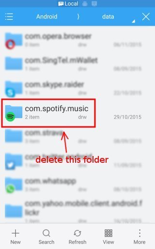 You can locate the Spotify music folder using an app such as ES File Manager.