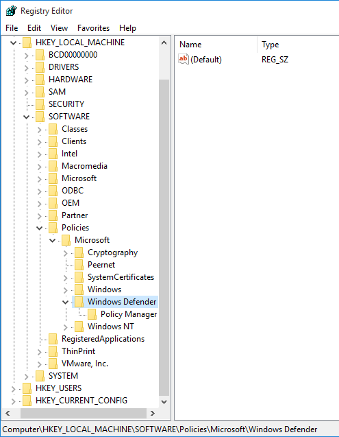 windows-defender-registry-key