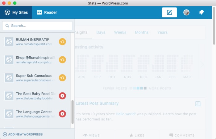 Wordpress Desktop -mte- my sites - switch Wordpress Desktop -mte- my sites - switch