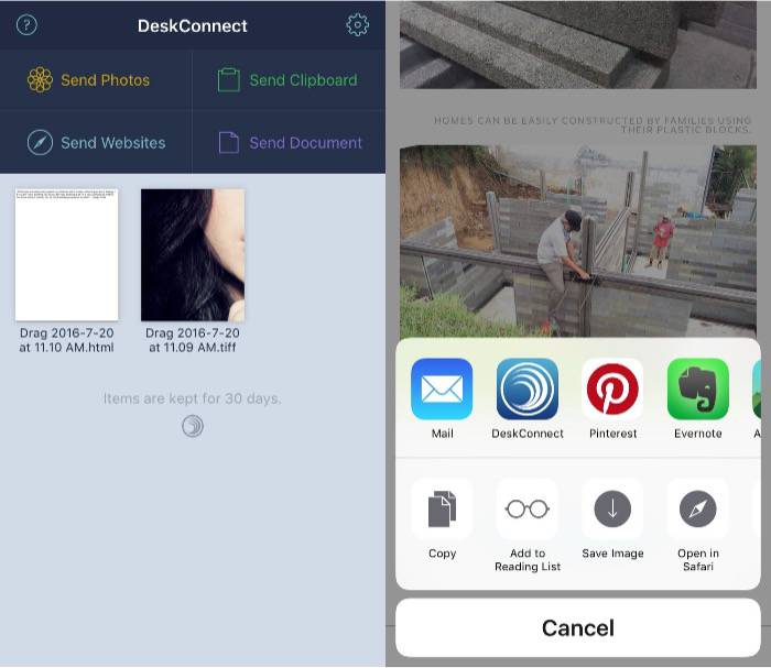 DeskConnect iOS Sharing DeskConnect iOS Sharing