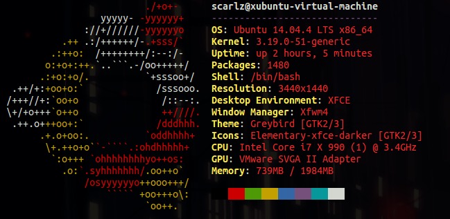 Neofetch Coloured Output System Information