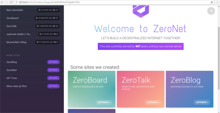 zeronet-start-page