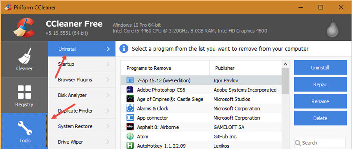 installed-software-list-ccleaner-tools