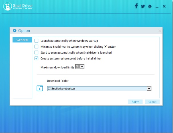 snaildriver-settings-page