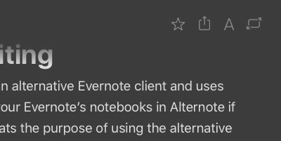 Alternote -mte- top right menu Alternote -mte- top right menu