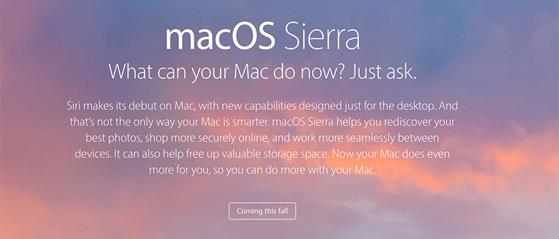 macOS Sierra - What's New and Compatibility List