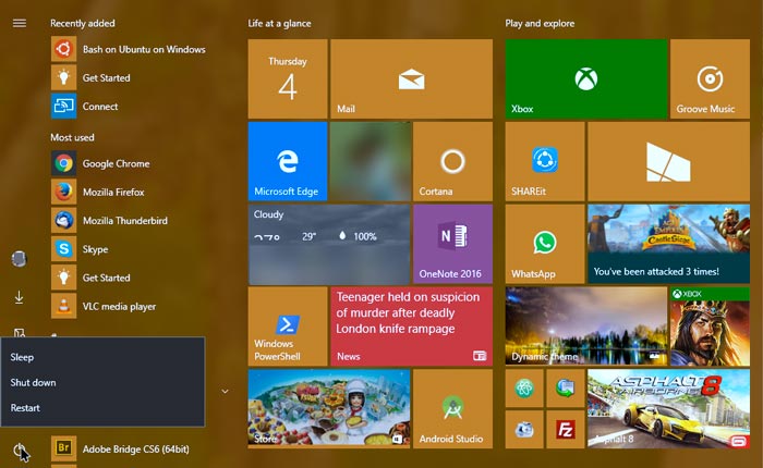 Windows 10 Anniversary Update start-menu