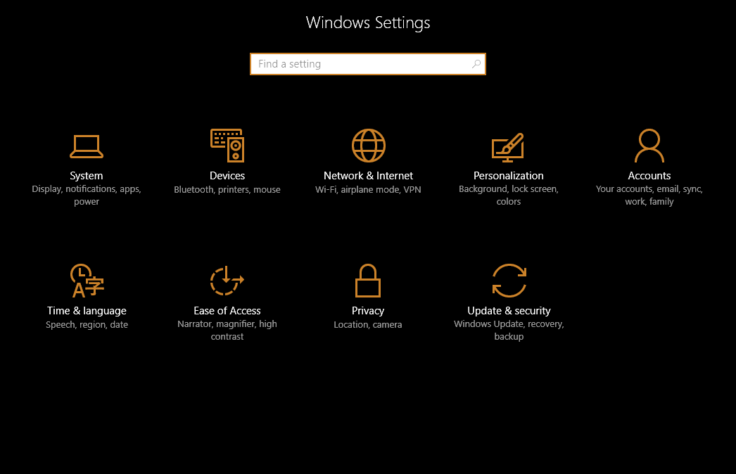 Windows 10 Anniversary Update widnows settings app