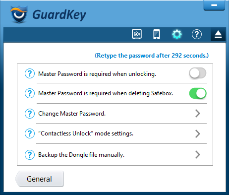 GuardKey advanced settings.