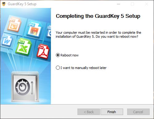 Reboot to complete GuardKey 5 setup.