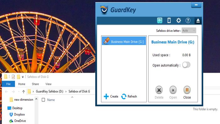 GuardKey console and Safebox folder.