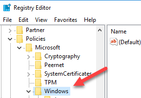 disable cortana win10 navigate to key