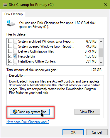 remove windows old folder click cleanup
