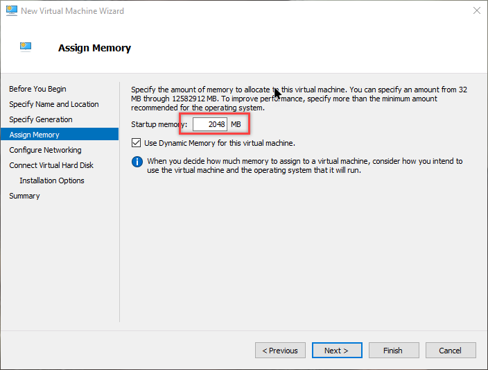 win10 hyper-v allocate memory