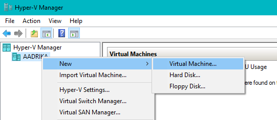 win10 hyper-v create new virtual machine