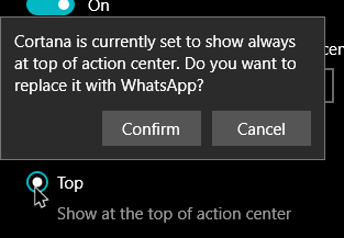 win10 notification priorities confirm top priority