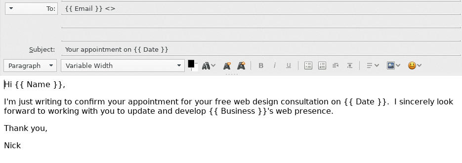 Write Your Message with Mail Merge variables