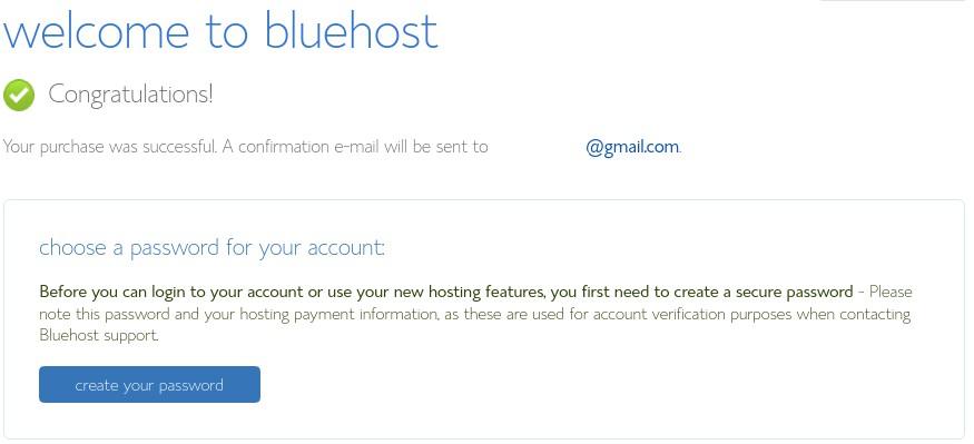 Create your Bluehost password. Create your Bluehost password.