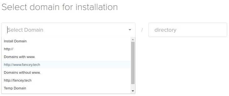 Select domain for installation. Select domain for installation.