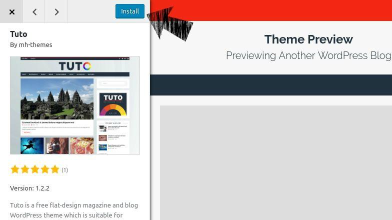 Preview and install WordPress theme. Preview and install WordPress theme.