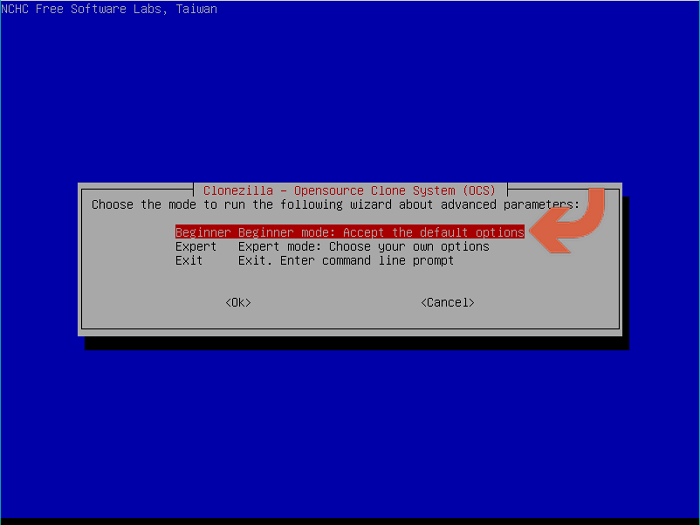 clonezilla-beginner-mode
